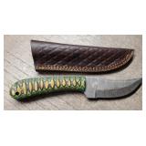 Damascus Fixed Blade Knife w/Sheath #5