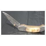 Damascus Steel Folding Knife/ Sheath