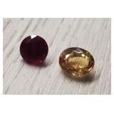 (2) Gemstones Red & Yellow