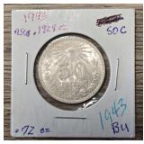 1943 Silver 50 Centavos Coin
