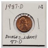 Mint Error 1987-D Lincoln Cent