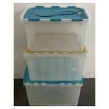 (3) Flip Top Storage Bins