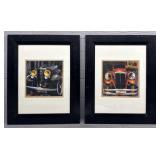 (2) Framed Vintage Car Prints