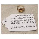10K Solid Gold & Yellowish Gem Ring