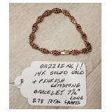 14k Solid Gold Pinkish Gemstone Bracelet