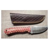 Custom Damascus Fixed Blade Knife w/ Sheath #4