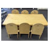 Wooden Wildlife Theme Kids Table w/ (6) Chairs