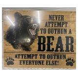 Metal Outrun Bear Sign
