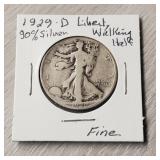 1929-D Liberty Walking Half-Dollar Fine