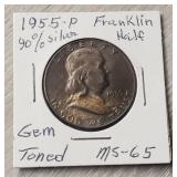 1955-P Franklin Half-Dollar Toned B.U.