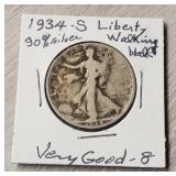 1934-S Liberty Walking Half-Dollar Very Good-8
