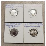 (4) 1/10 oz Silver Rounds