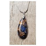 Blue / Gold Sea Jasper Gemstone Necklace