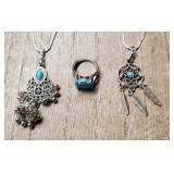 (2) Turquoise Necklace & (1) Ring