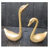 Vintage Pair of Brass Swans