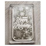 1 oz Silver Happy Holidays Bar
