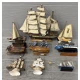 (9) Various Vintage Model Ships