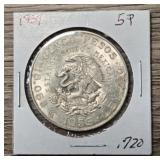 1959 Silver Mexican 5-Pesos Coin
