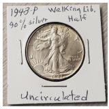 1943-P Liberty Walking Half-Dollar A.U.