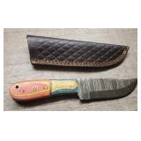 Custom Damascus Fixed Blade Knife w/ Sheath #2