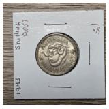 1943 Silver Australia Shilling Coin #1