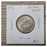 1942 Silver Australia Shilling Coin #1