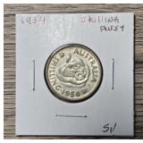 1954 Silver Australia Shilling Coin