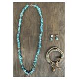Native Earrings, Bracelet & Sterling Necklace