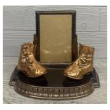 Bronze Toned Baby Shoes Photo Frame