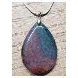 Rainbow Dragon Veins Teardrop Necklace