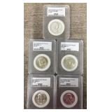 (5) U.S. Silver MS65 Franklin Half Dollars
