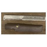 Metal Handle Fixed Blade Knife in Sheath