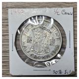 1940 Silver Great Britian Half Crown Coin