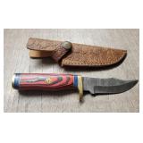 Damascus Fixed Blade Knife w/ Sheath #3