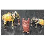 (2) Vintage Hand Carved Elephants Buddha