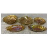 (5) Vintage Carnival Glass Dishes
