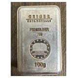 Geiger Metals 100-Grams Silver Bar