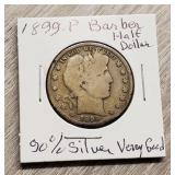 1899-P Barber Half-Dollar 90% Silver Very Good