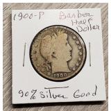 1900-P Barber Half-Dollar 90% Silver Good