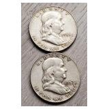 (2) 1954 & 1957 Franklin Half Dollars