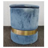 Blue Velvet Footstool / Storage