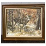 Framed Whitetail Deer Painting