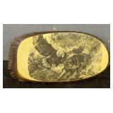 Vtg Wood Wolf and Eagle Wall plaque