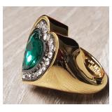 Kurt Geiger London Heart w/ Green Gemstone Ring