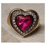 Kurt Geiger London Heart w/ Pink Gemstone Ring
