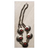 Sterling & Coral Navajo Necklace