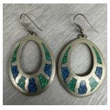 Turquoise & Sodalite Chip Alpaca Mexico Earrings