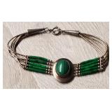 Navajo Sterling Silver  Malachite Bracelet