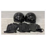 (2) Motorcycle Helmets & (3) Pairs of Gloves