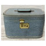 Vintage Blue Train Cosmetic Case